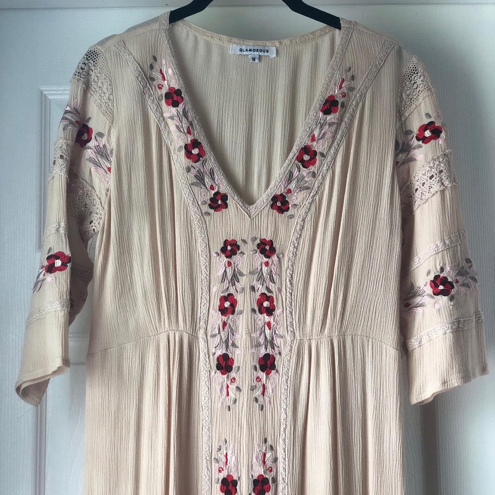 Cream Floral Maxi Dress